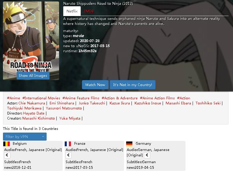Watch Naruto Shippuden: Road to Ninja at France Netflix with France Residential VPN