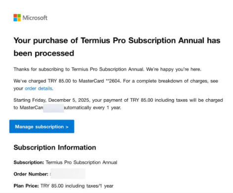 How To Subscribe Termius Pro at the Lowest Price in Turkey: 85 TRY (Approx. $2.44 USD ) In a Year